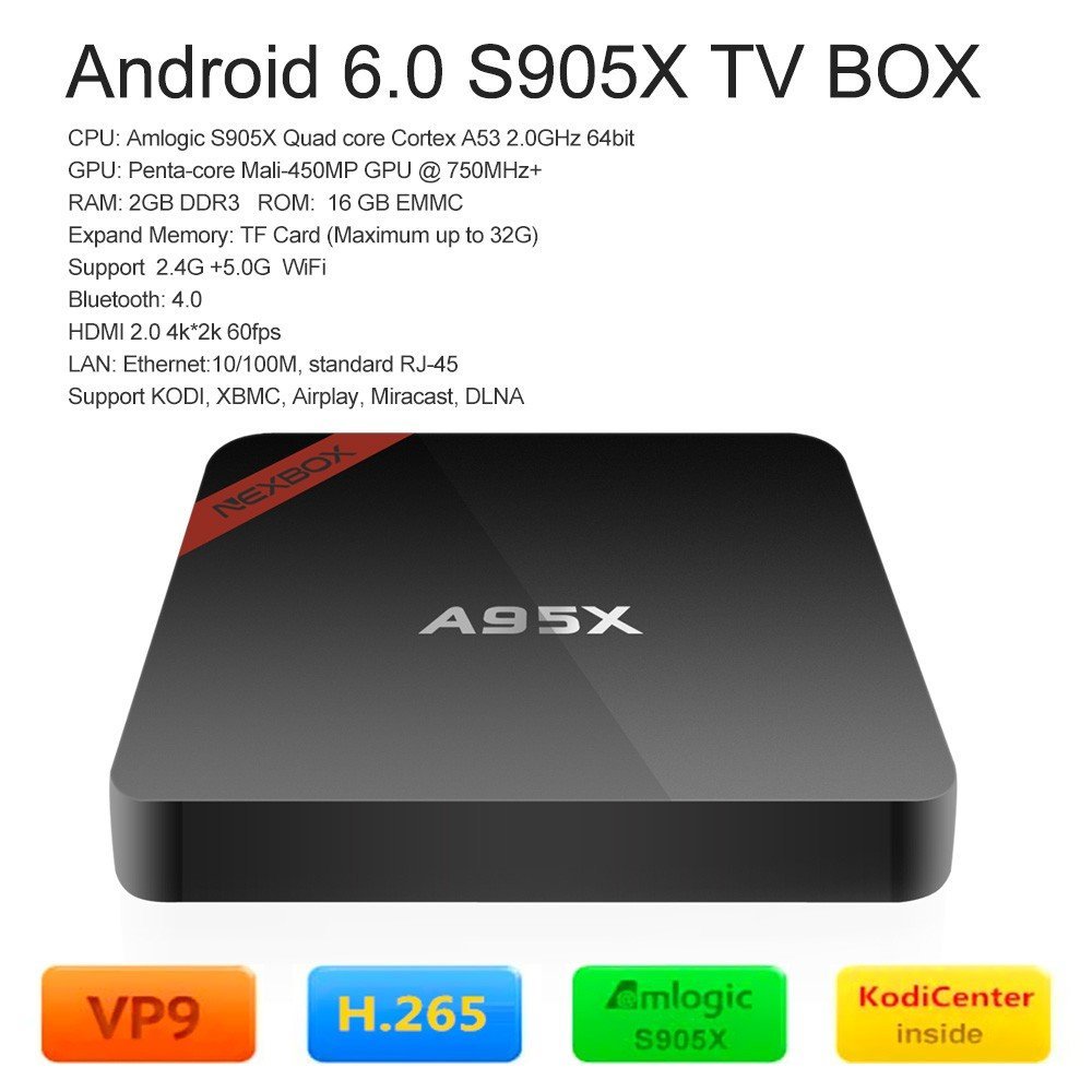 Vipwind Nexbox A95X Amlogic S905X 2GB 16GB 4K Android 6 0 TV Box Quad