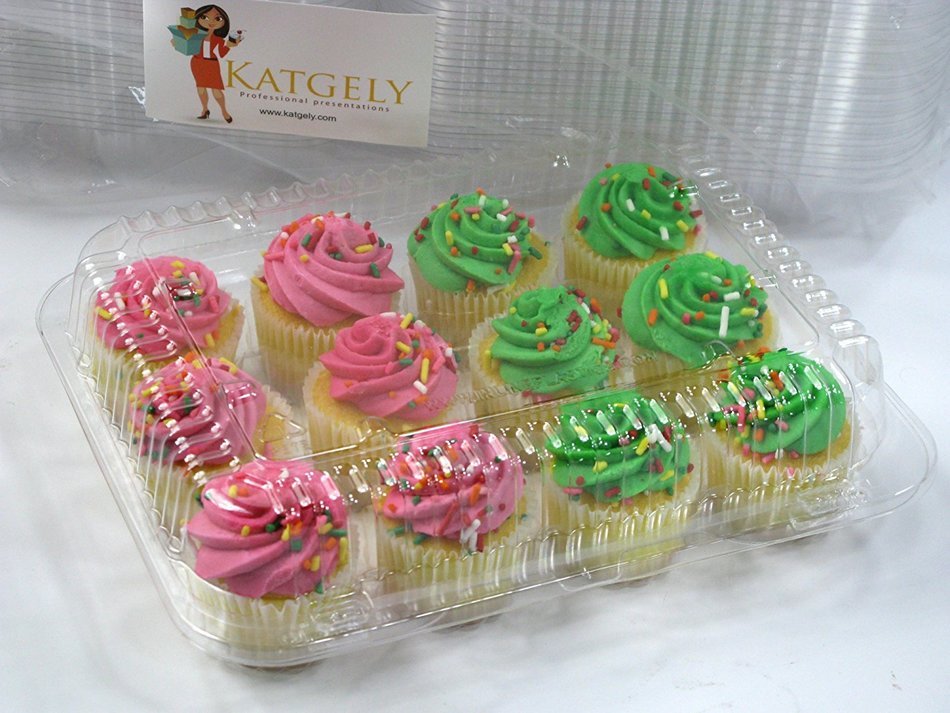 Katgely Mini Cupcake Container For Dozen Mini Cupcakes Pack Of 50