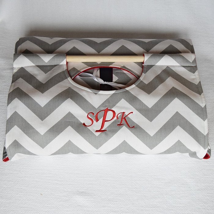 Gray Chevron X Dish Tote Free Shipping Can Be Personalized Silver