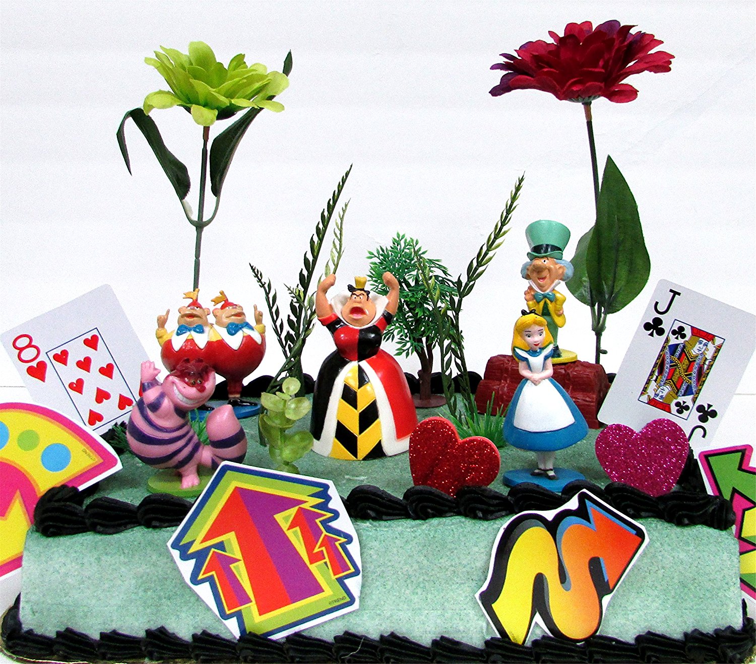 Alice In Wonderland Birthday Cake Topper Set Featuring 5 Alice In