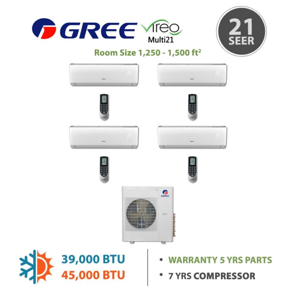 Gree Multi Quad Zone Vireo Ductless Mini Split System Btu