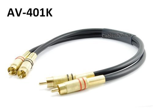 CablesOnline 1ft 2 RCA Male To Male Premium Gold Plated Series Stereo