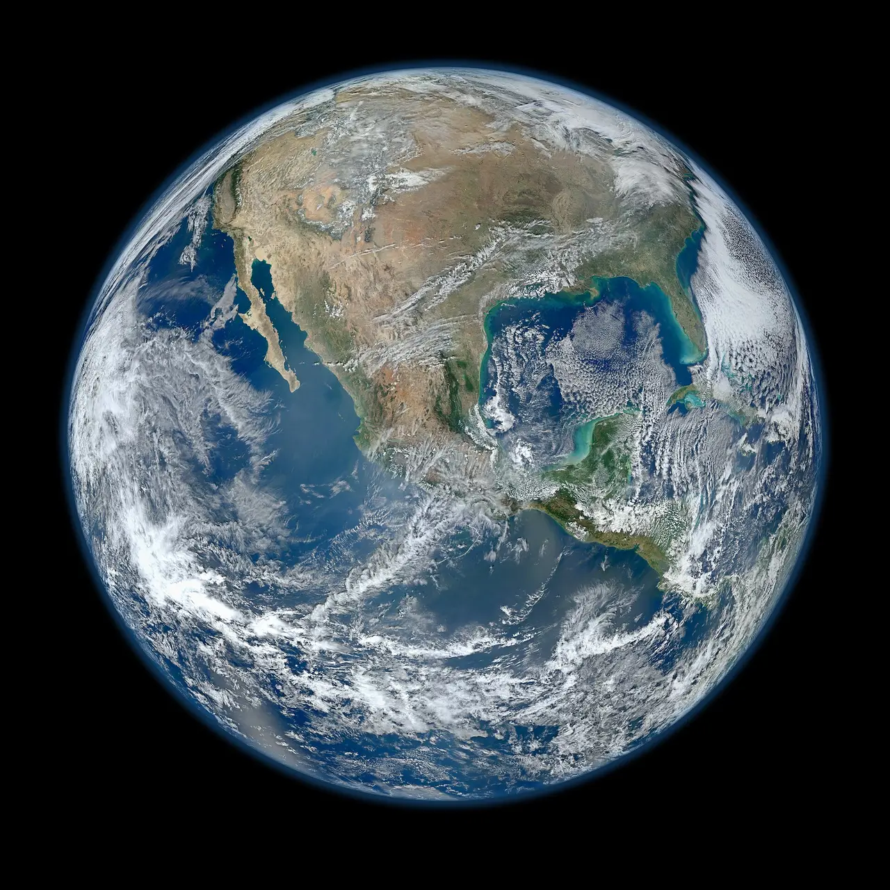The Earth seen from orbit with North America at the centre