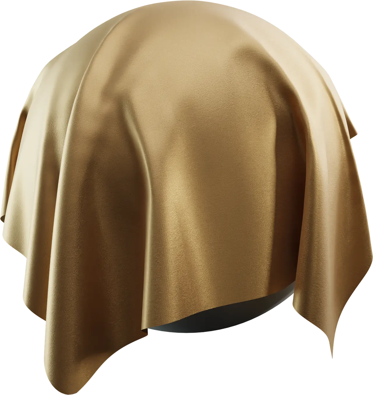 Golden satin cloth draped in soft folds on black