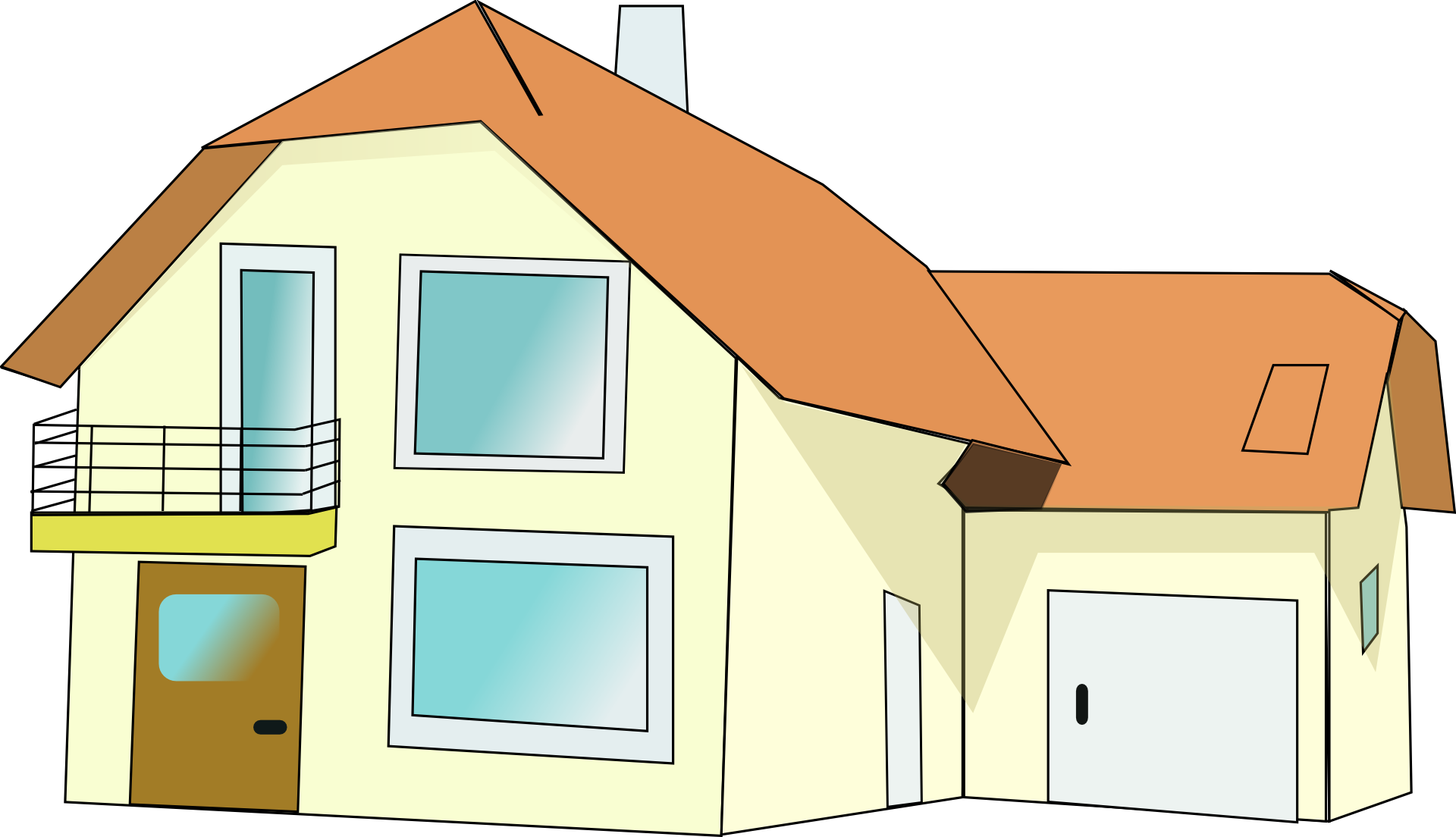 Suburban house with balcony, illustration free image download