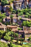 picturesque ruins of old village at rock, france, provence, sault