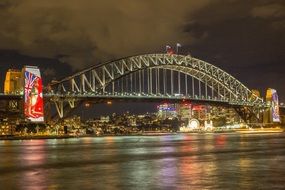 big bridge in sydney at night