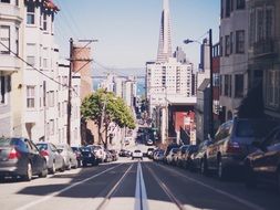 view of street in city on hills, usa, california, san francisco