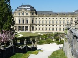 Neoclassical palace in park, Wurzburg Residence, germany, wurzburg