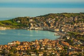 aerial view of the coastal town of Swanage