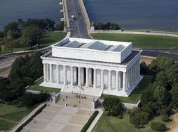 aerial view of lincoln memorial building, usa, washington