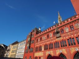 Basel Town Hall facade at blue sky, Switzerland