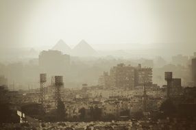 smog over the stadium in Kairo, Egypt