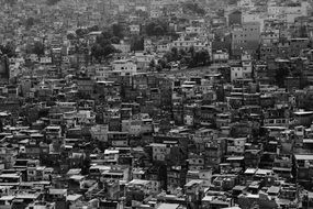 brazil black white panorama slum favela houses