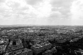 paris city aerial view black and white