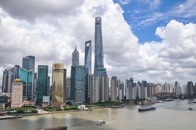 modern architecture on the huangpu river embankment