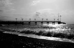 long bridge to pier on sea at beach, spain