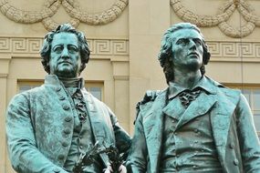 goethe and schiller, fragment of monument, germany, weimar