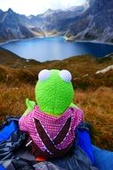 Green doll in front of luner lake in Austria