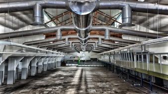 ventilation tubes on ceiling of factory building