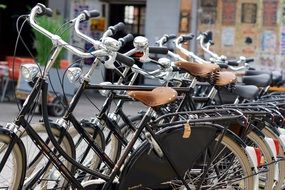 many bicycles style wheel city modern parking