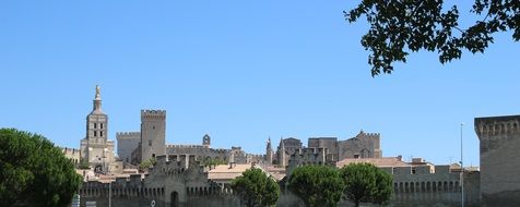 medieval gothic Palais des Papes at summer, france, avignon