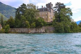 castle on the banks of annecy lake France