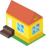 abstract colorful cottage, icon