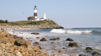 lighthouse on ocean coast, usa, new england