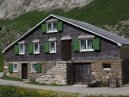 stone village house at mountain, switzerland, appenzell
