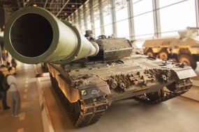 tank in museum, gun close up