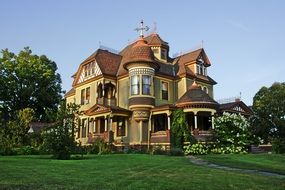 victorian style house in summer garden