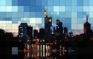 Reflection of a cityscape in a skyscraper