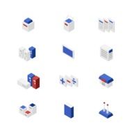 buildings and communications, icon set