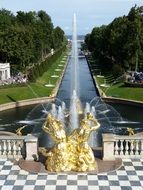 golden Samson Fountain and Sea Channel, russia, peterhof