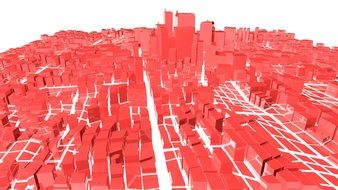abstract red buildings of big city