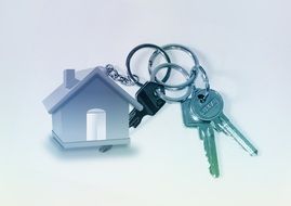 keys on keychain with toy house