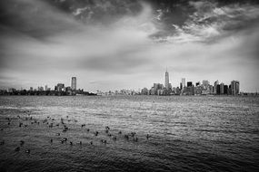 black white cityscape of new york