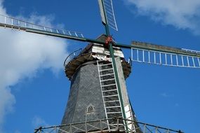 grey tile top of windmill at sky, Germany, east frisia