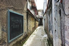 empty abandoned narrow street