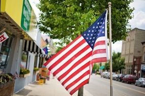 american flag on the street