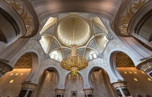 interior of ceiling in Sheikh Zayed Grand Mosque, Abu Dhabi, United Arab Emirates