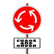 Road sign "chaos and order"