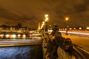 paris dark bridge street night light