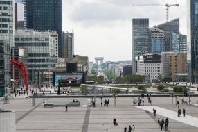 view of city from la dÃ©fense to arc de triomphe, france, paris