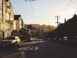 old street at evening, usa, california, san francisco