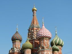 domes of saint basilâs orthodox cathedral at sky, russia, orthodox