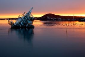 norway oslo glass structure oslofjord bay sunset