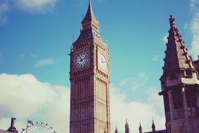 big ben clock tower at sky, uk, england, london