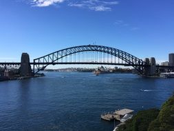 Harbour Bridge, arched steel construction above water, australia, sydney